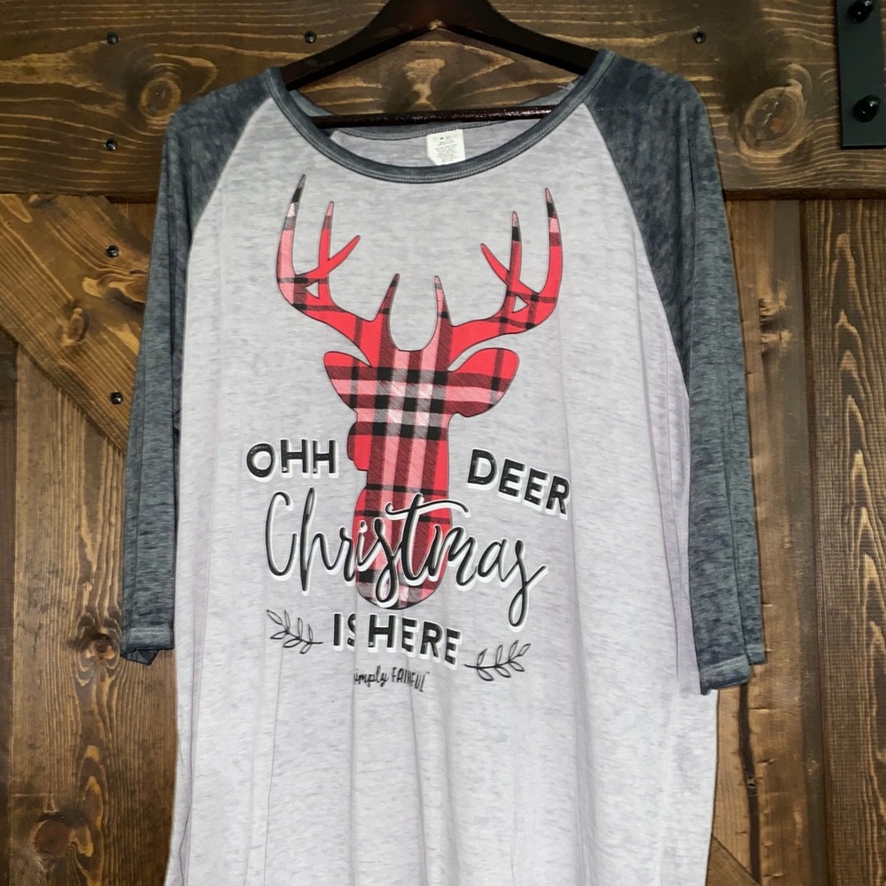 Oh Deer Christmas is Here baseball tee